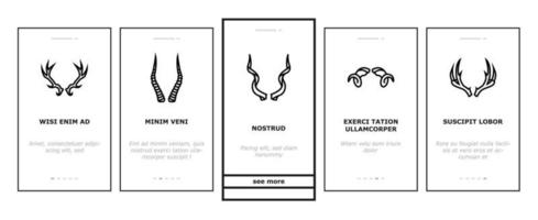 horn animal wildlife nature onboarding icons set vector