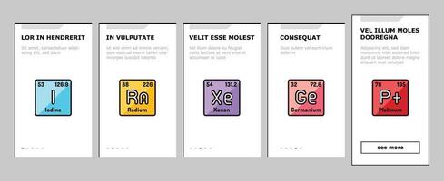 chemical science chemistry onboarding icons set vector