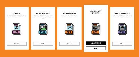 file format document onboarding icons set vector