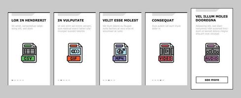 file format document onboarding icons set vector