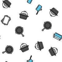 cookware kitchen cooking food vector seamless pattern