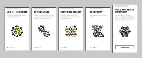 molecular science chemistry atom onboarding icons set vector