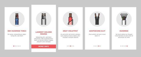 wire cable technology connection onboarding icons set vector