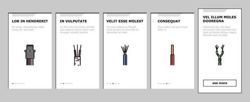 wire cable technology connection onboarding icons set vector