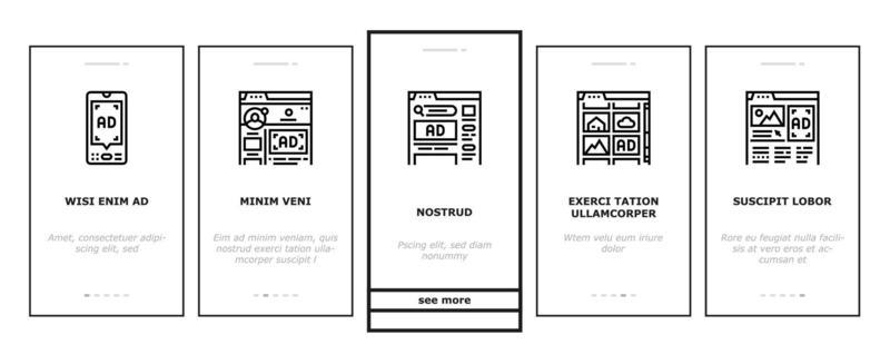 advertising media business onboarding icons set vector