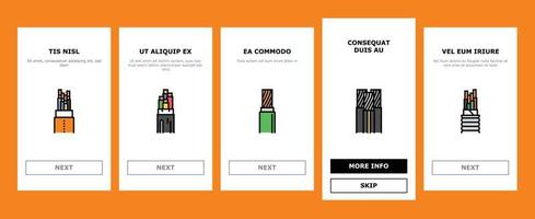 wire cable technology connection onboarding icons set vector