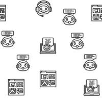chat bot robot service online vector seamless pattern