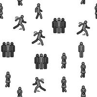 stickman man people silhouette vector seamless pattern