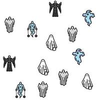 ghost halloween spooky scary cute vector seamless pattern