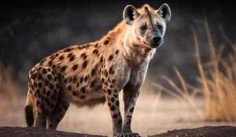 manchado hiena en el bosque, un profesional fotografía foto
