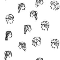 hairstyle portrait hair fashion vector seamless pattern