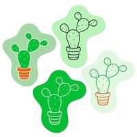 Vector cactus in a flat style. Collection, line art, icon