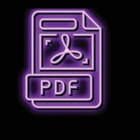 pdf archivo formato documento neón resplandor icono ilustración vector