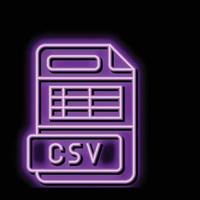 csv archivo formato documento neón resplandor icono ilustración vector