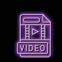 video file format document neon glow icon illustration vector