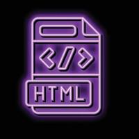 html archivo formato documento neón resplandor icono ilustración vector