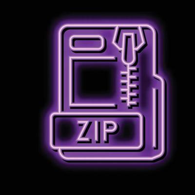 zip file format document neon glow icon illustration