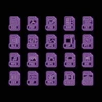 file format document neon glow icon illustration vector