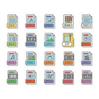 file format document icons set vector