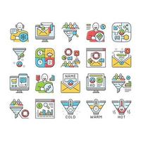 lead marketing generation icons set vector