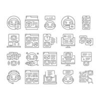 chat bot robot service online icons set vector