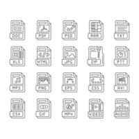 file format document icons set vector