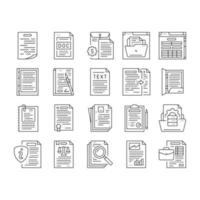 document paper file business page icons set vector