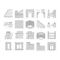 building house structure icons set vector