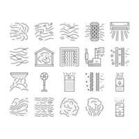 air clean fresh wind flow filter icons set vector