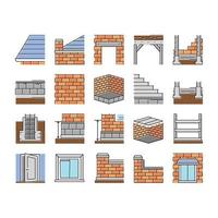 building house structure icons set vector