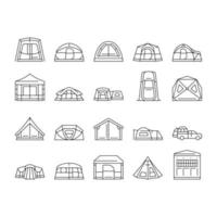 tent vacation travel tourism icons set vector