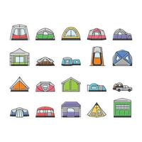 tent vacation travel tourism icons set vector