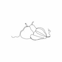 continuous line art of fresh pears vector