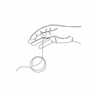 continuous line art of hand holding toy vector