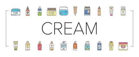 cream cosmetic product beauty icons set vector
