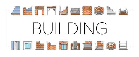 building house structure icons set vector