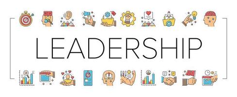 leadership business success team icons set vector