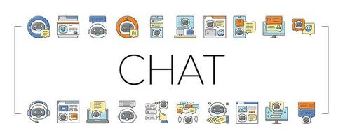 chat bot robot service online icons set vector