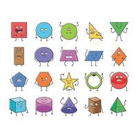 geometric shape character icons set vector