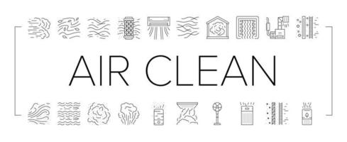 air clean fresh wind flow filter icons set vector