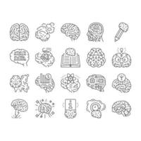 brain human mind head idea icons set vector