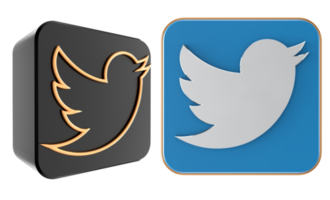 twitter 3d logo on transparent background png