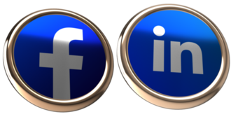 Facebook - LinkedIn 3d Logo on Transparent background png