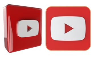 YouTube 3d logo on transparent background png