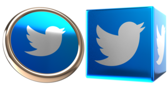 twitter 3d logo on transparent background png