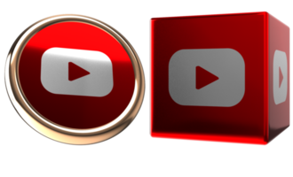 Youtube 3d logo su trasparente sfondo png