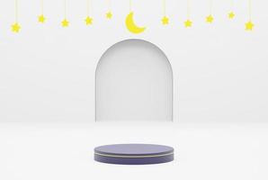 Platform with white background star. ramadan kareem, eid and islamic concept. 3d illustration rendering photo