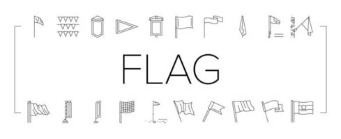 flag start web pennant map icons set vector