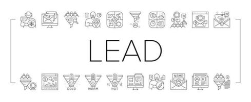 lead marketing generation icons set vector