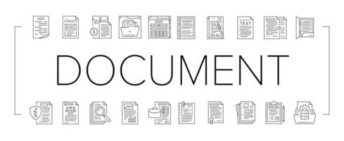 document paper file business page icons set vector